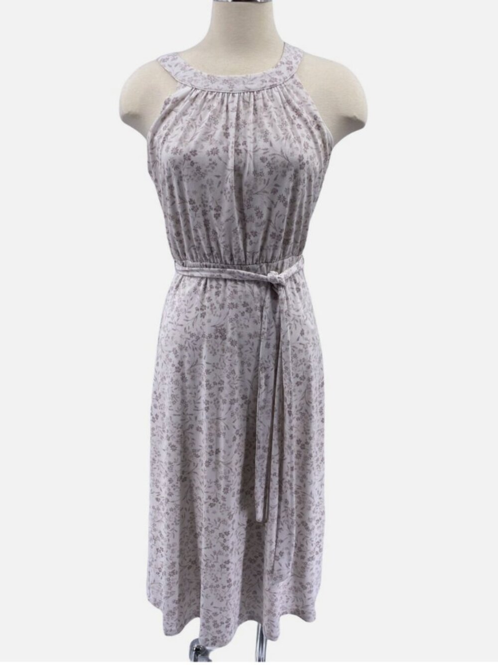 Gilli Floral High-Neck Midi Dress - Medium (White/Lavender)